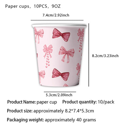 Pink Bow Birthday Theme Party Set Disposable