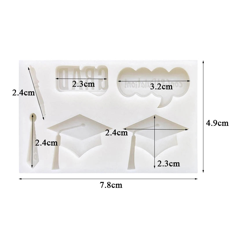 Mortarboard Pen Necktie Graduation Silicone Sugarcraft Mold Chocolate Cupcake Baking Fondant Cake Decorating Tools
