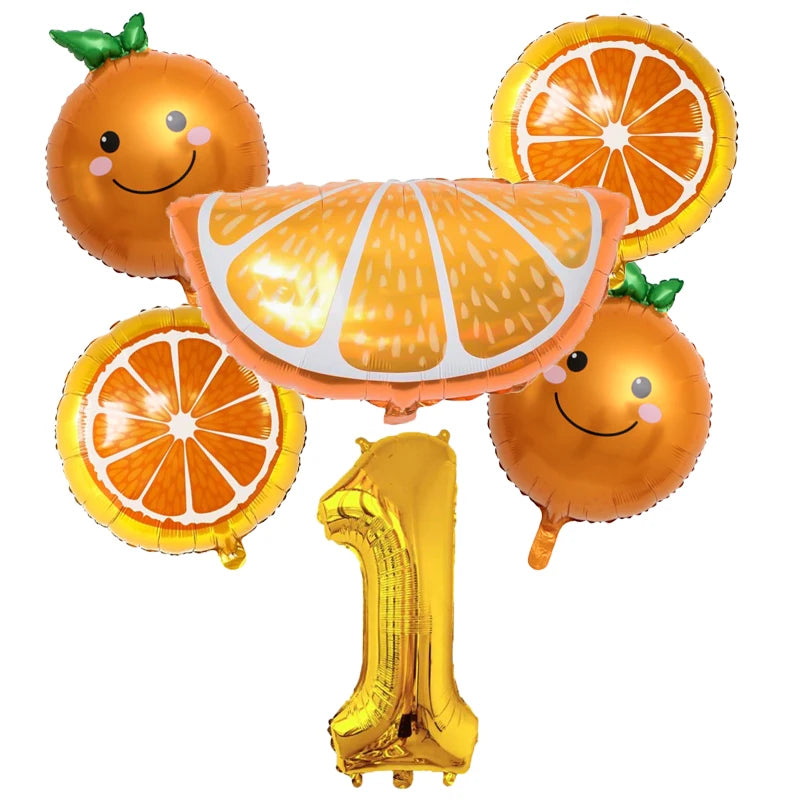 6pcs Orange Foil Balloon with 32inch Number Balloons Summer Themed Fruit Globals Baby Shower Birthday Thankgiving Party Decor
