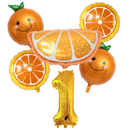 6pcs Orange Foil Balloon with 32inch Number Balloons Summer Themed Fruit Globals Baby Shower Birthday Thankgiving Party Decor