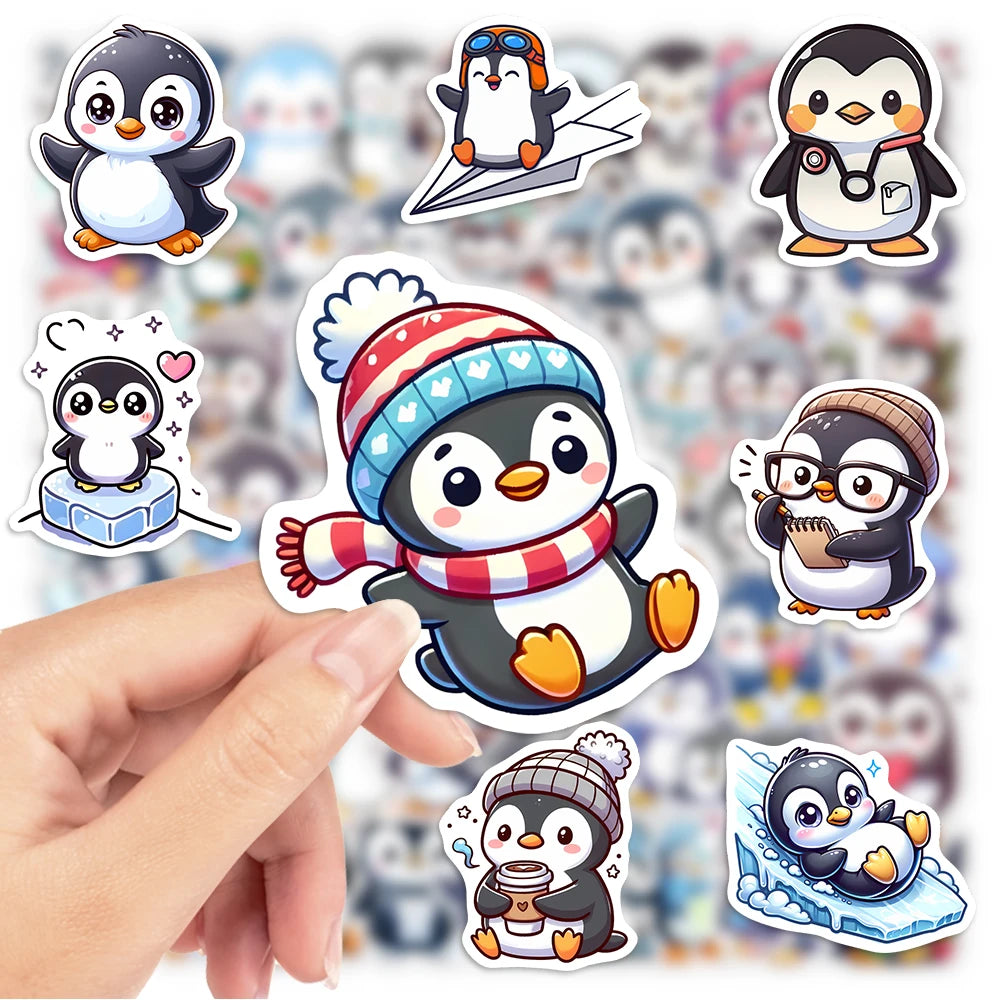 Lovely Penguin Stickers Cartoon DIY Toys Gift Decorative Decal for Kids Scrapbook Junk Journals Laptop Luggage Bottle Waterproof