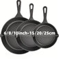 3PCS Cast Iron Skillet Set (6/8/10 Inch)  Pre-Seasoned, Heavy-Duty Pans for Oven, Grill & Campfire, Even Heat, Non-Stick Surface