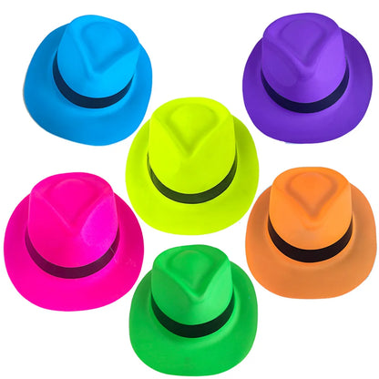 UV Neon Glow Party Hats – Blacklight Fluorescent Plastic Hats for Kids & Adults