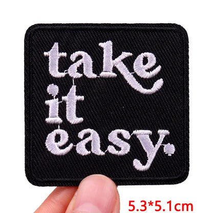 Letter Embroidered Patch Cartoon/Personality Letter Slogan Patch Iron On Patches For Clothing thermoadhesive Patches Sew Badges