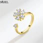 Korean Fashion Daisy Spinner Fidget Ring Multiple Style Sunflower Rose Snowflake Rotate Freely Anti Stress Anxiety Rings Wedding