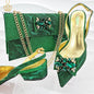 Italian-designed elegant evening shoes and bag set with African crystal accents, offering comfortable shoes and a spacious bag, perfect for commuters and women's fashion.