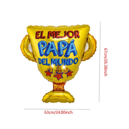 1pc Large Best Dad Trophy Foil Balloons Spanish Father's Day Trophy Balloon Father's Day Party Decorations Dad Gifts