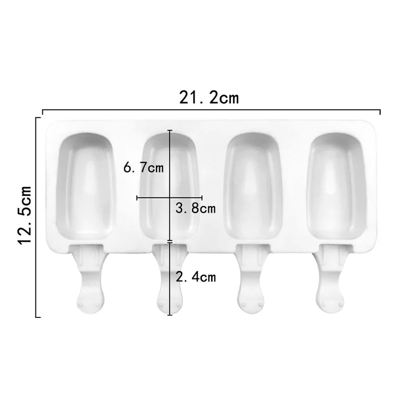 3/4 Cell DIY Silicone Ice Cream Mold Homemade Popsicle Maker Reusable Ice Cube Tray Mousse Dessert Ice Cream Mould Baking Tools