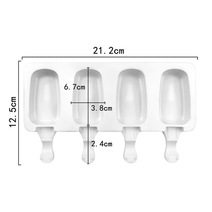 3/4 Cell DIY Silicone Ice Cream Mold Homemade Popsicle Maker Reusable Ice Cube Tray Mousse Dessert Ice Cream Mould Baking Tools