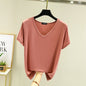 Summer women Modal V-Neck Tshirt Thin Bottoming T-shirts Plus size Loose tee tops Streetwear Basic Top