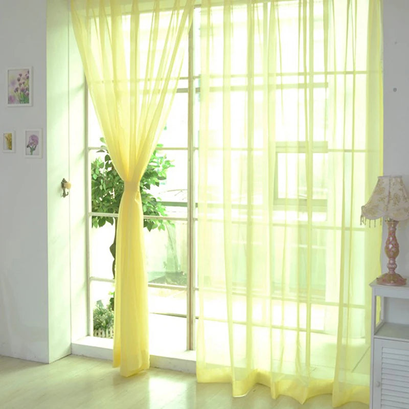 Transparent Solid‑Color Window Gauze Curtains – Light‑Luxury Sheer Panels for Weddings & Home Decor, Easy to Install