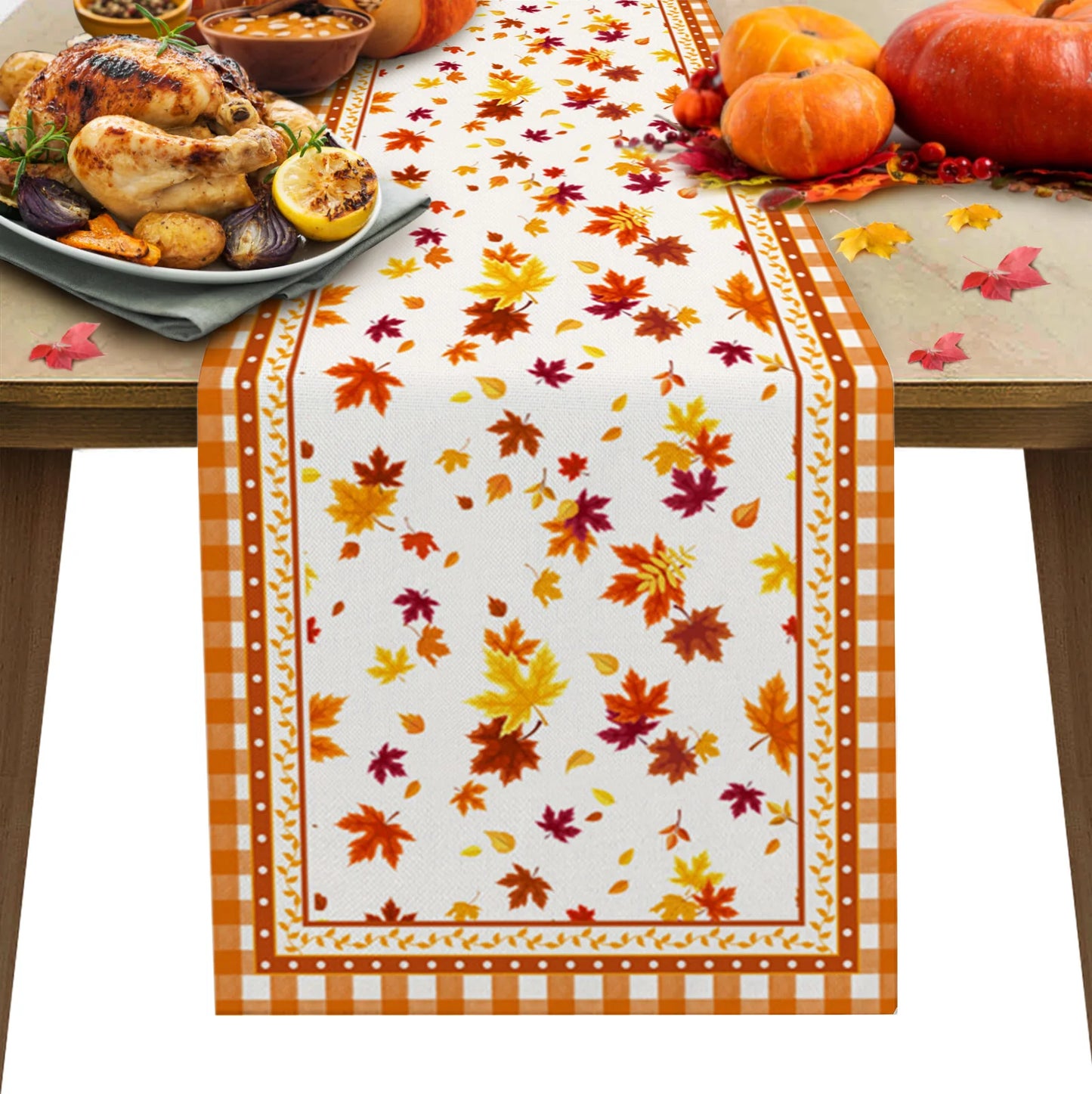 Thanksgiving Autumn Maple Leaves Table Runner Christmas Dinner Table Cloth Wedding Party Decor Cotton Linen Tablecloth
