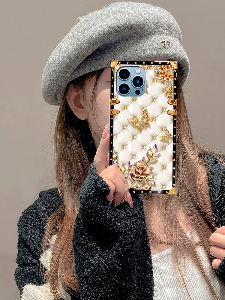 1 butterfly sheepskin textured phone case, suitable for iPhone 15 ProMax/14Plus/Samsung Galaxy S24 Ultra/S23 FE/A55/A15 models