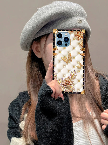1 butterfly sheepskin textured phone case, suitable for iPhone 15 ProMax/14Plus/Samsung Galaxy S24 Ultra/S23 FE/A55/A15 models
