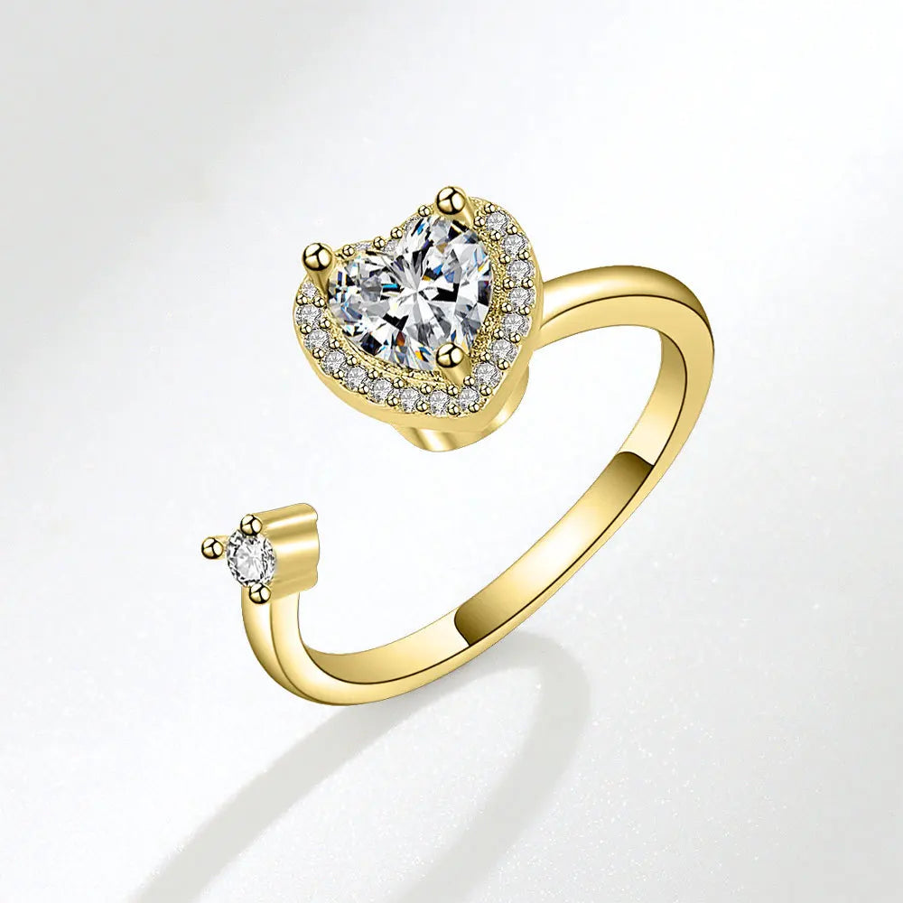 Fidget Spinner Ring Anxiety for Women Multiple Crystal Flower Eye Butterfly Animal Ring Rotate Anti Stress Wedding Jewerly