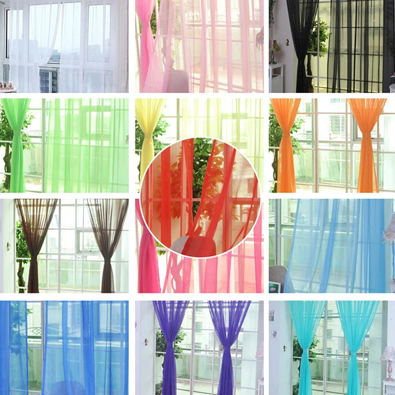Transparent Solid‑Color Window Gauze Curtains – Light‑Luxury Sheer Panels for Weddings & Home Decor, Easy to Install