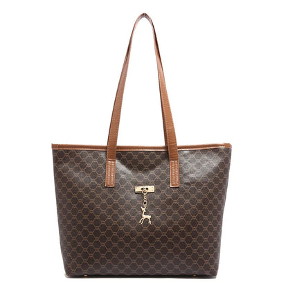 Classic Women Tote Bag, Synthetic Leather Geometric Design for Women Handbag Shoulder Bag, Large Capacity Shopping Travel Bag