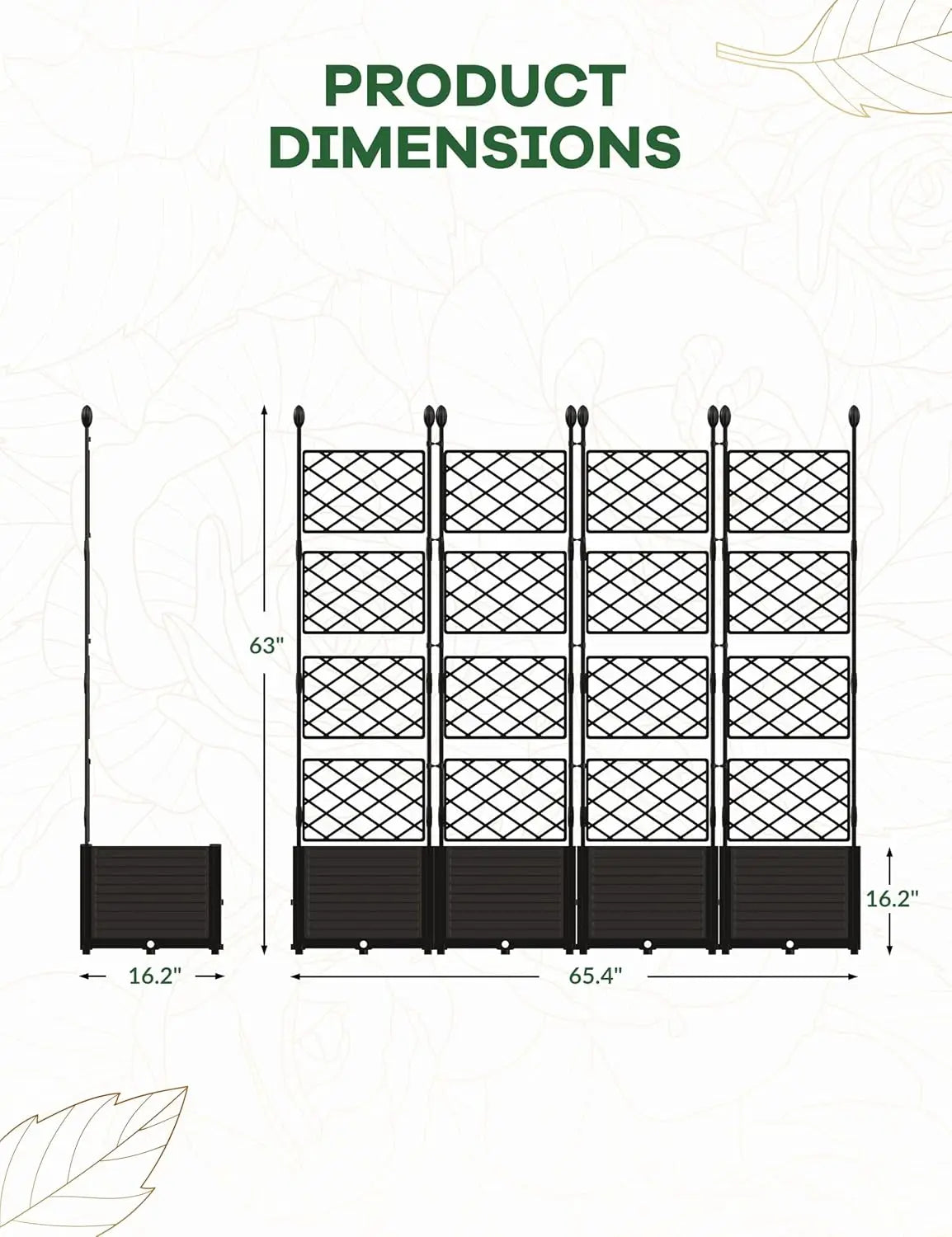 Raised Garden Bed with Metal Trellis – Outdoor Planter Box for Climbing Plants & Privacy