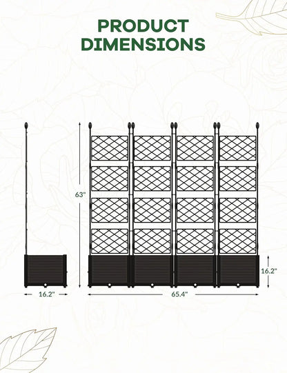Raised Garden Bed with Metal Trellis – Outdoor Planter Box for Climbing Plants & Privacy