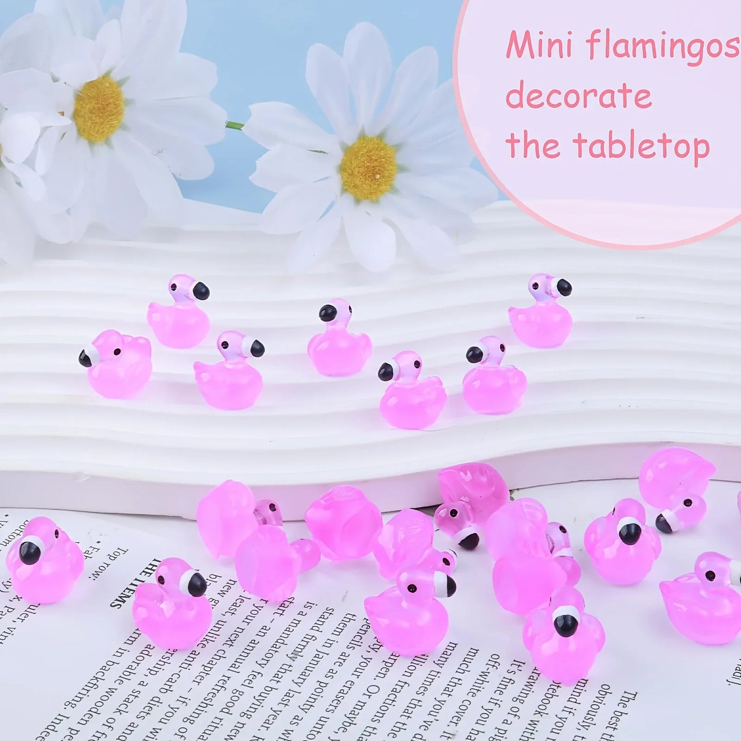 50pc Glow-in-the-Dark Mini Resin Flamingo Duck Figurines Resin Animal Statues for Garden Decor for  Halloween & Christmas Gifts