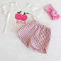 Baby Girl 2‑Piece Fruit Print T‑Shirt & Plaid Shorts Outfit