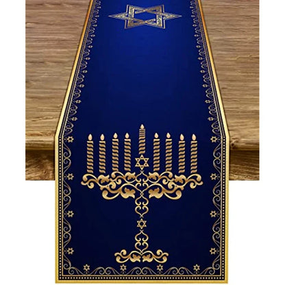Hanukkah Menorah Table Runner – Star of David Holiday Home Décor