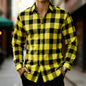 Men's classic red and black plaid long-sleeved shirt casual retro