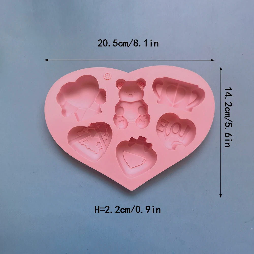 Angel Love Heart Shaped Silicone Chocolate Mold Cake Baking Tools Handmade Soap Candle Mould Valentine's Day Decorative Gift