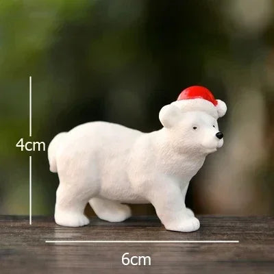 3pcs Bear Christmas Miniature Decorations Polar Bear Micro-Landscape Ornaments Christmas Desktop Decoration Christmas Present