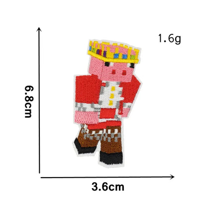 Mosaic Game Vitual World Embroidery Patches Iron on Patch Character Pasted Bag Decoration Game Pixel Appliques for Clothing Scp