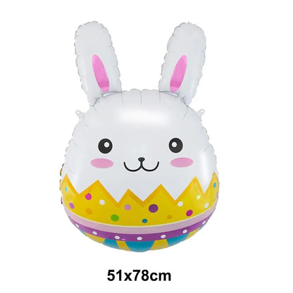 Cute Cartoon White Bunny Aluminum Foil Balloons Rabbit Happy Easter Party Decoration Supplies Children Favor Birthday Party Gift