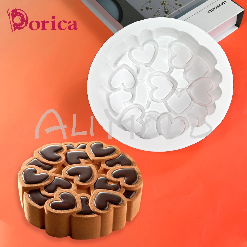 Valentines Heart Silicone Molds Pudding Chocolate Mousse Cake Mould Pastry Baking Pan Cake Decorating Tools Bakeware Accessories