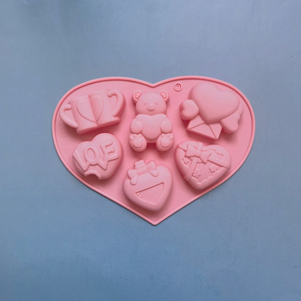 Angel Love Heart Shaped Silicone Chocolate Mold Cake Baking Tools Handmade Soap Candle Mould Valentine's Day Decorative Gift