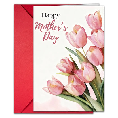 Mother’s Day Floral Greeting Card – Romantic Bouquet Thank‑You Card with Envelope