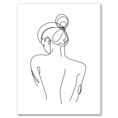 Sexy Female Body Art Print Naked Nude Canvas Poster Line Drawing Prints Abstract Woman Wall Art Painting Pictures Bedroom Decor