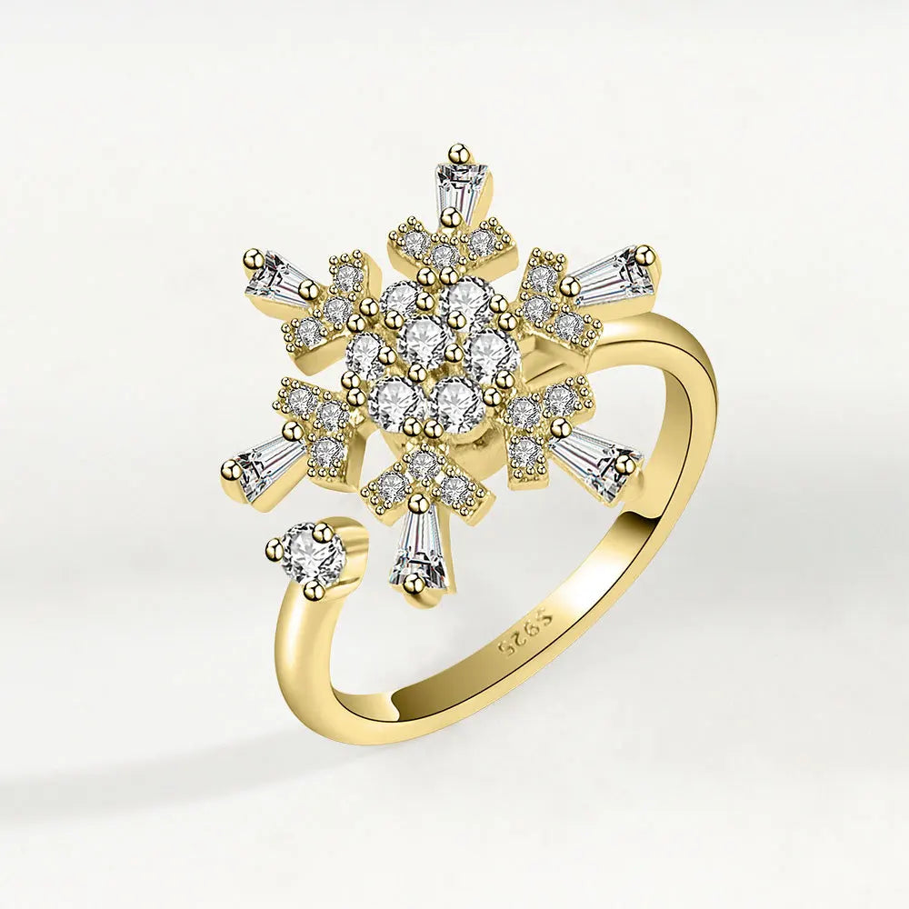Fidget Spinner Ring Anxiety for Women Multiple Crystal Flower Eye Butterfly Animal Ring Rotate Anti Stress Wedding Jewerly