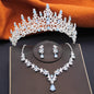 Elegant Party Birthday Bridal Wedding Crown Tiaras and Necklace Earrings 3 pcs Sets