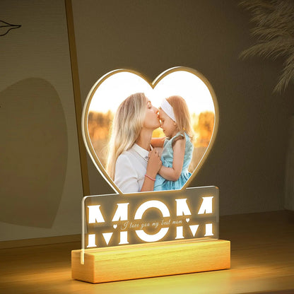 Personalized Mothers Day Gifts for Mom/Dad/Baby/Family Birthday Custom LOVE Picture Frame With Photos Night Light Acrylic Plaque