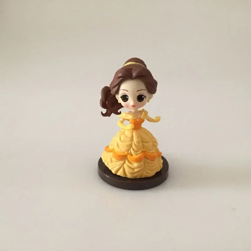 5-8cm 8pcs/set Q Posket Princess Tiana Snow White Rapunzel Ariel Cinderella Belle Mermaid PVC Action Figures Model Toys