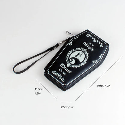 Dark Style Coffin Design Coin Purse Halloween Pattern Clutch Zipper Wallet PU Leather Trendy Purse