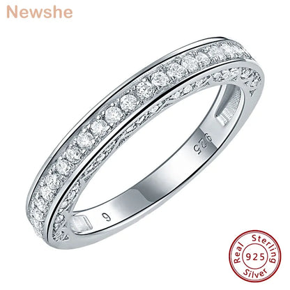925 Sterling Silver Straight Stackable Wedding Ring Engagement Band For Women Trendy Jewelry Size 5-12