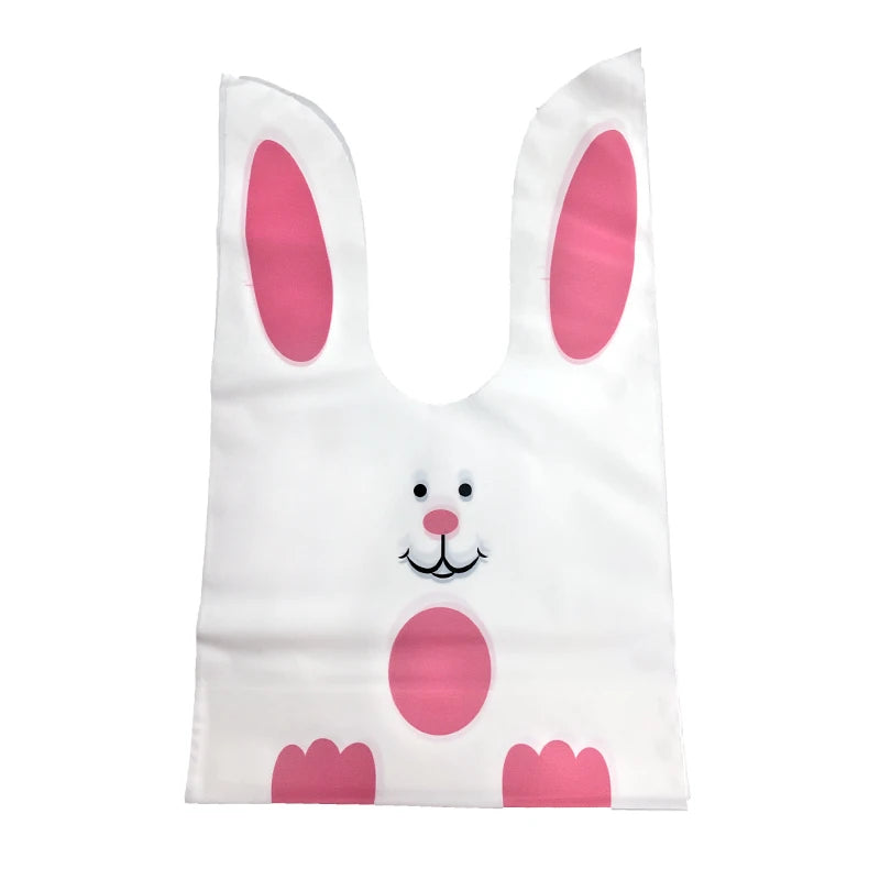 20PCS Kids Birthday Party Decoration Easter Carrot Candy Bag Easter Rabbit Gift Bag Candy Cones Transprant Plastic Bag