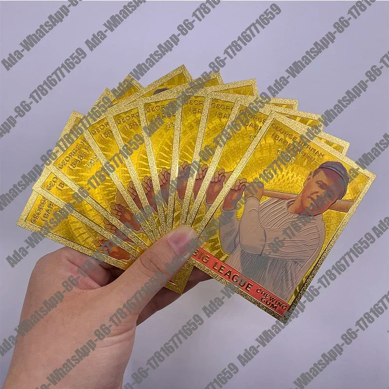 Classic 18 Types famous baseball player gold foil small cards for collection Gift and commemoration