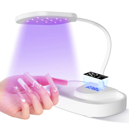 LED Nail Lamp 12W Rechargeable Portable Gooseneck Lamp Quicky Dry U V Gel Nail Light For Professional Nail Salon Home DIY