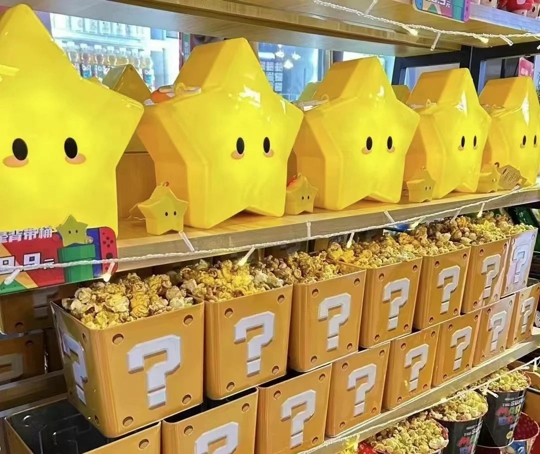 Super Mario Glowing Star Crossbody Bucket – Light‑Up Popcorn Bag for Cosplay & Gifts