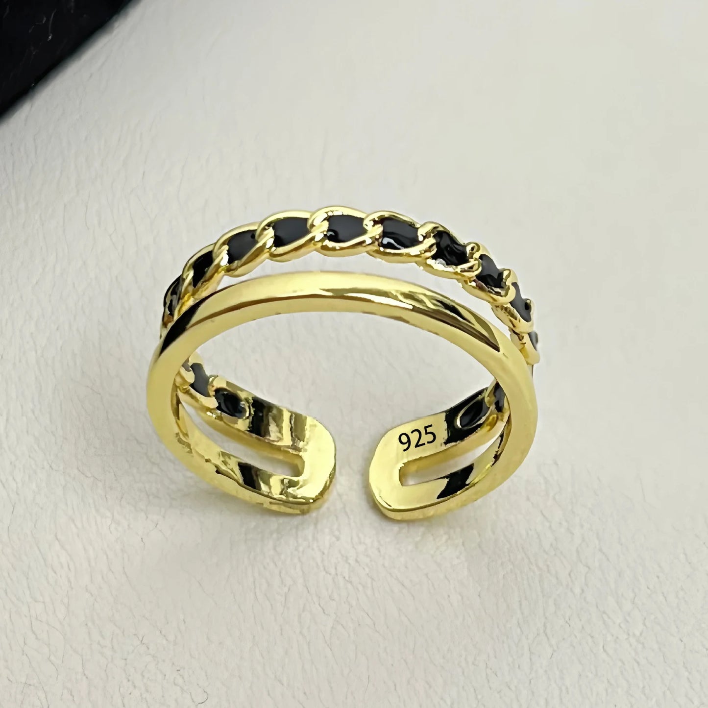 925 Sterling Silver Rings For Women Men Fine Jewelry Finger Adjustable Open Vintage Chain Ring