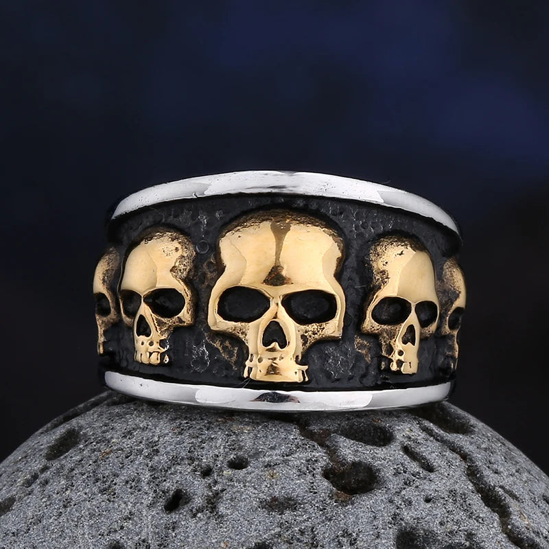 Steel Gothic Accessories Lost Skull Ring Anel Masculino Punk Jewelry Boyfriend Gift OSR731