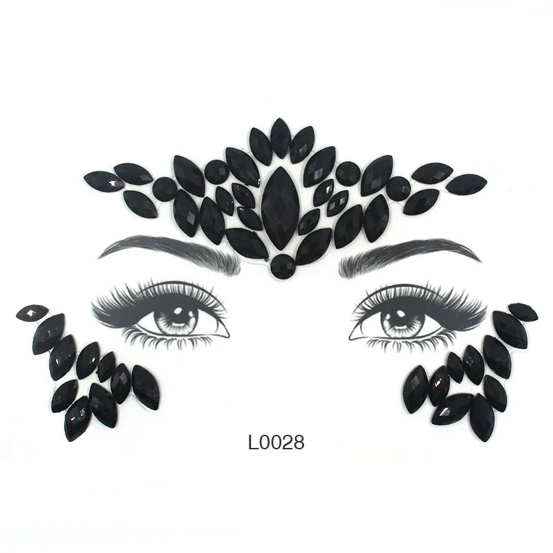 3D Sexy Face Tattoo Crystal Stickers Temporary Tattoos Glitter Fake Tattoo Rhinestones Masquerade Women Party Face Jewels Tattoo
