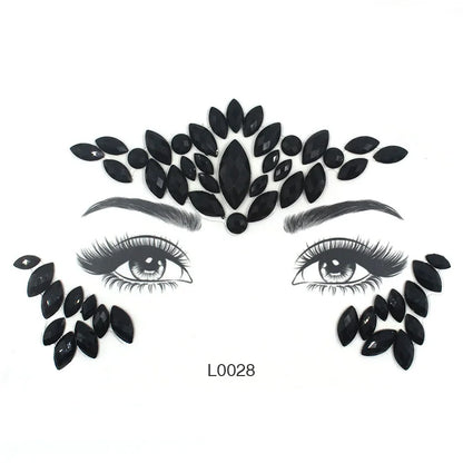 3D Sexy Face Tattoo Crystal Stickers Temporary Tattoos Glitter Fake Tattoo Rhinestones Masquerade Women Party Face Jewels Tattoo