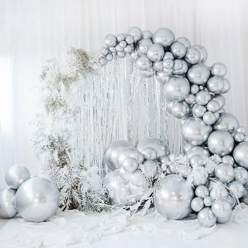 5/10Pcs 36Inch Metal Balloons Large Round Metallic Silver Rose Gold Chrome Gold Balloons for Birthday Baby Shower Wedding Decor
